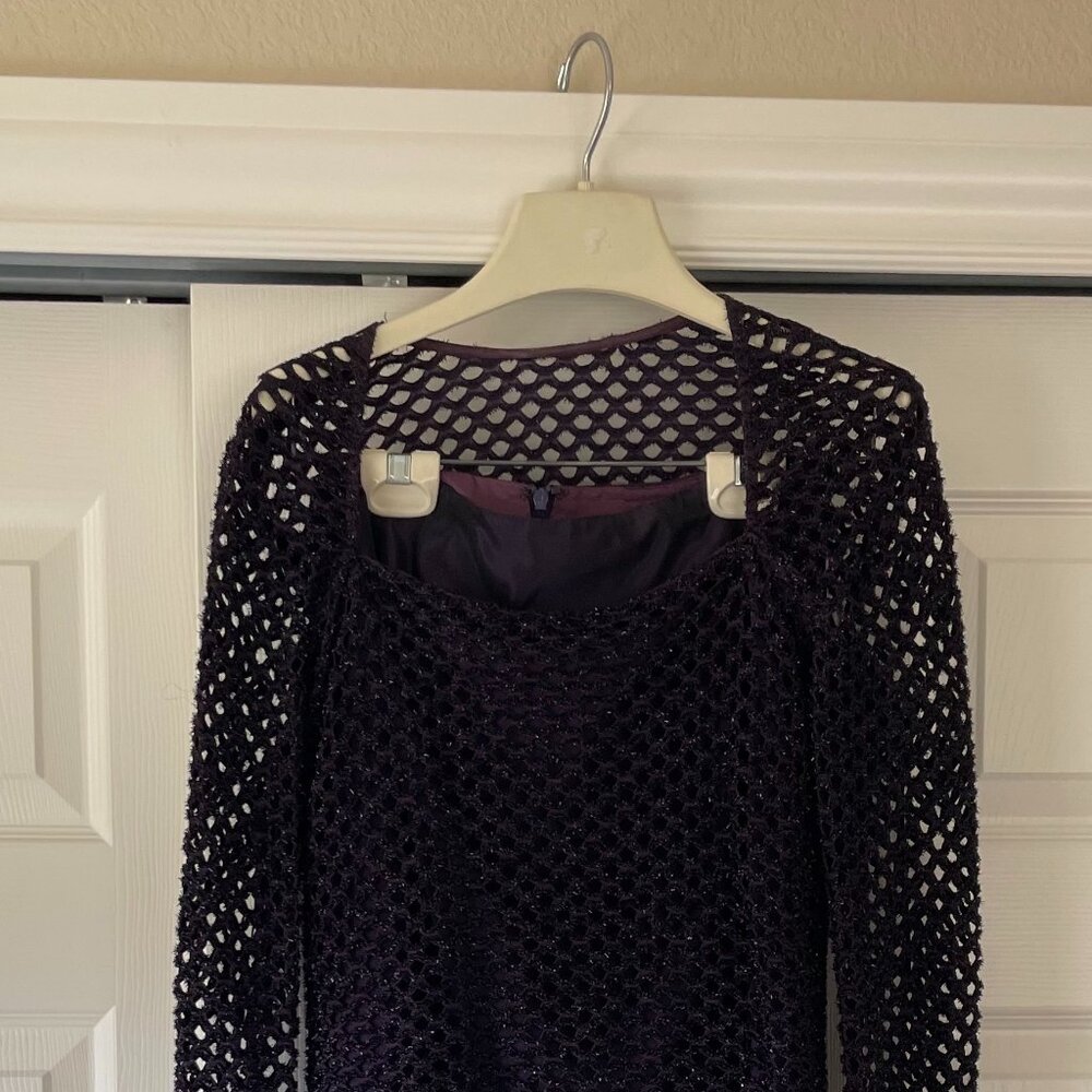 Purple Evening Dress with Long-Sleeved Faux Jacket